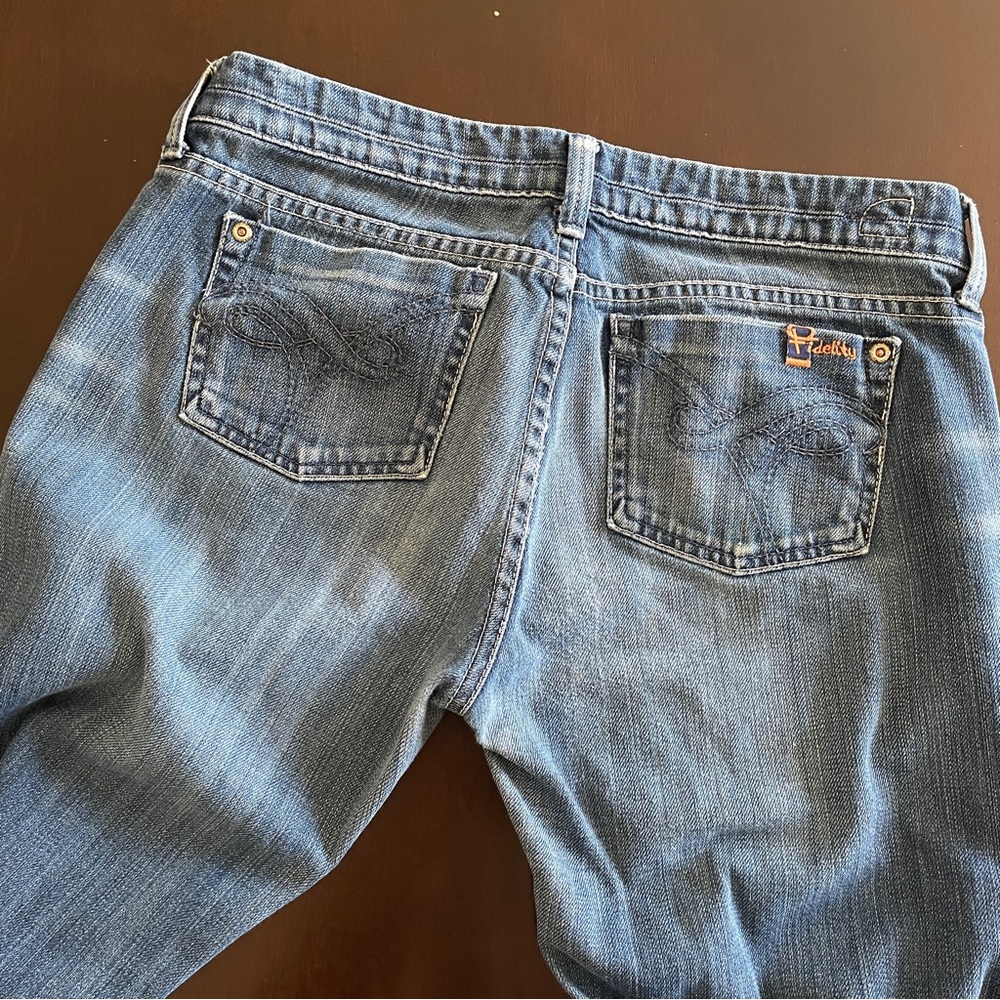 Anthropologie FIDELITY DENIM Japan Rose Skinny Flare Blue Water Sapphire Jean - Picture 7 of 13
